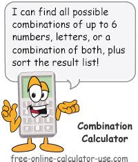 Letter or Number Combination Calculator with Sorting.